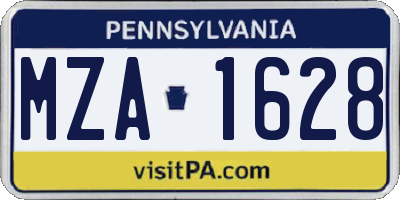 PA license plate MZA1628