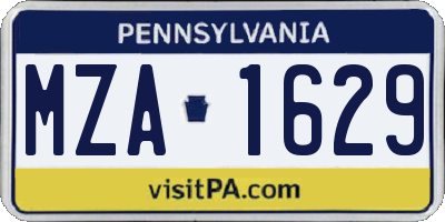 PA license plate MZA1629