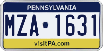 PA license plate MZA1631