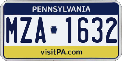 PA license plate MZA1632