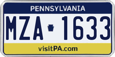 PA license plate MZA1633