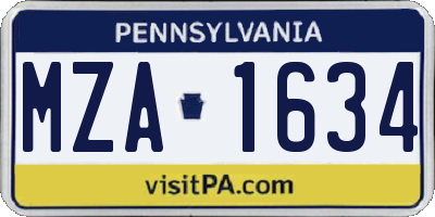 PA license plate MZA1634