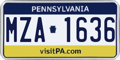 PA license plate MZA1636
