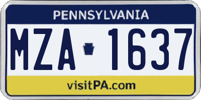 PA license plate MZA1637