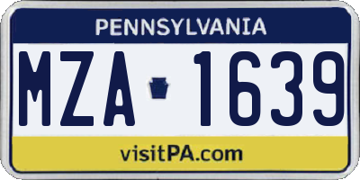 PA license plate MZA1639