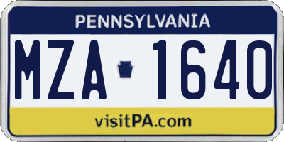 PA license plate MZA1640