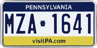 PA license plate MZA1641