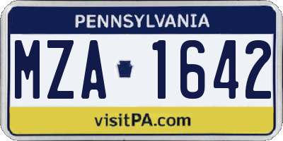 PA license plate MZA1642