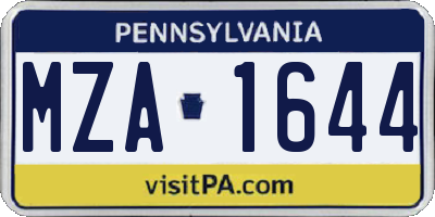 PA license plate MZA1644