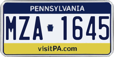 PA license plate MZA1645