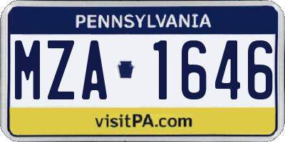 PA license plate MZA1646