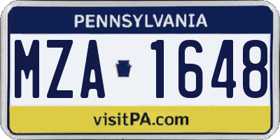 PA license plate MZA1648