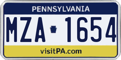 PA license plate MZA1654