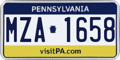 PA license plate MZA1658