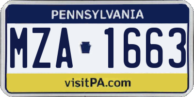 PA license plate MZA1663