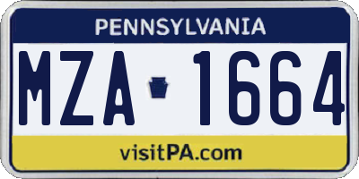 PA license plate MZA1664