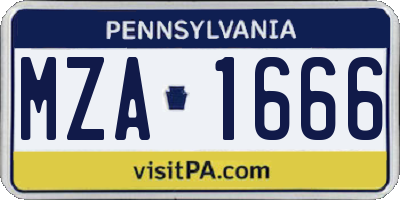 PA license plate MZA1666