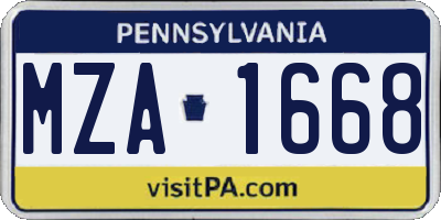 PA license plate MZA1668