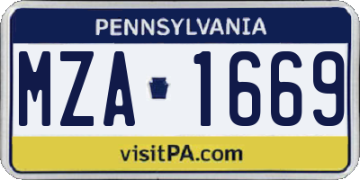 PA license plate MZA1669
