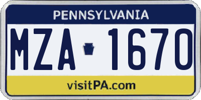 PA license plate MZA1670