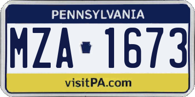 PA license plate MZA1673