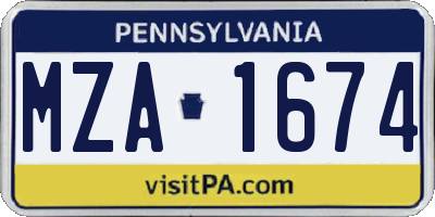 PA license plate MZA1674