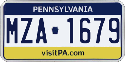 PA license plate MZA1679