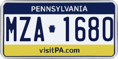 PA license plate MZA1680