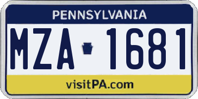 PA license plate MZA1681