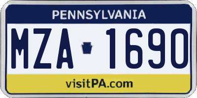 PA license plate MZA1690