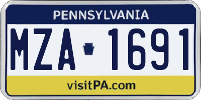 PA license plate MZA1691