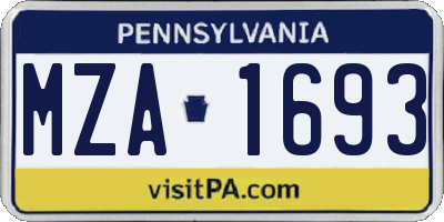 PA license plate MZA1693