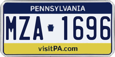 PA license plate MZA1696