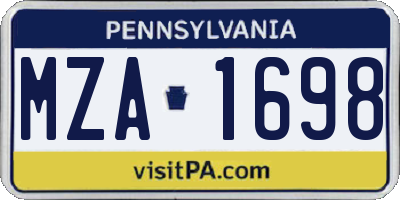PA license plate MZA1698