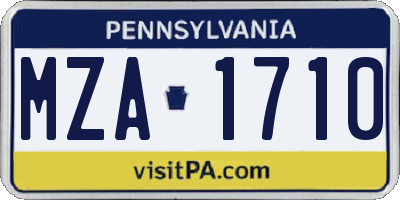 PA license plate MZA1710