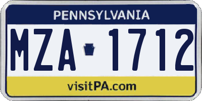PA license plate MZA1712
