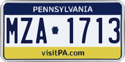PA license plate MZA1713