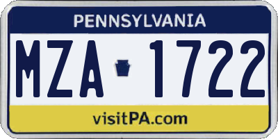 PA license plate MZA1722