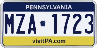 PA license plate MZA1723