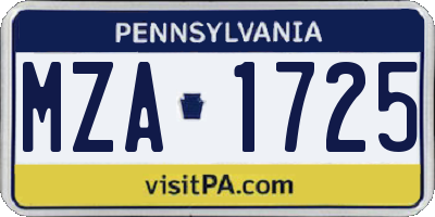 PA license plate MZA1725