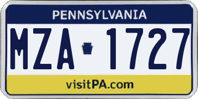PA license plate MZA1727