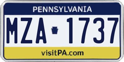 PA license plate MZA1737