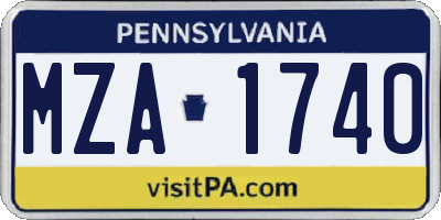 PA license plate MZA1740