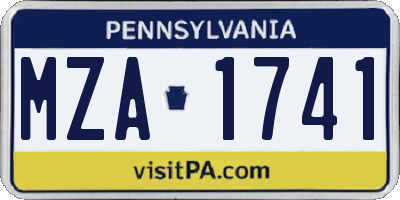 PA license plate MZA1741