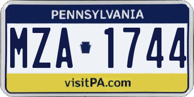 PA license plate MZA1744