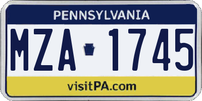 PA license plate MZA1745