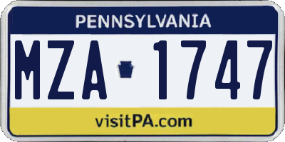 PA license plate MZA1747