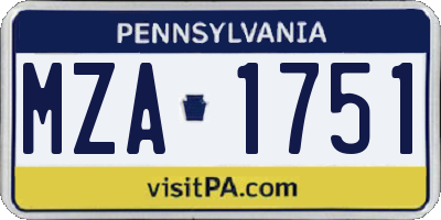 PA license plate MZA1751