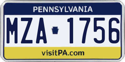 PA license plate MZA1756