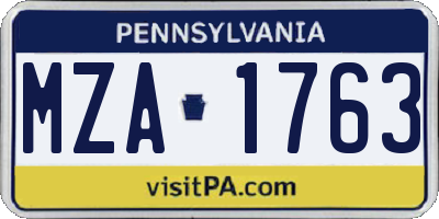 PA license plate MZA1763